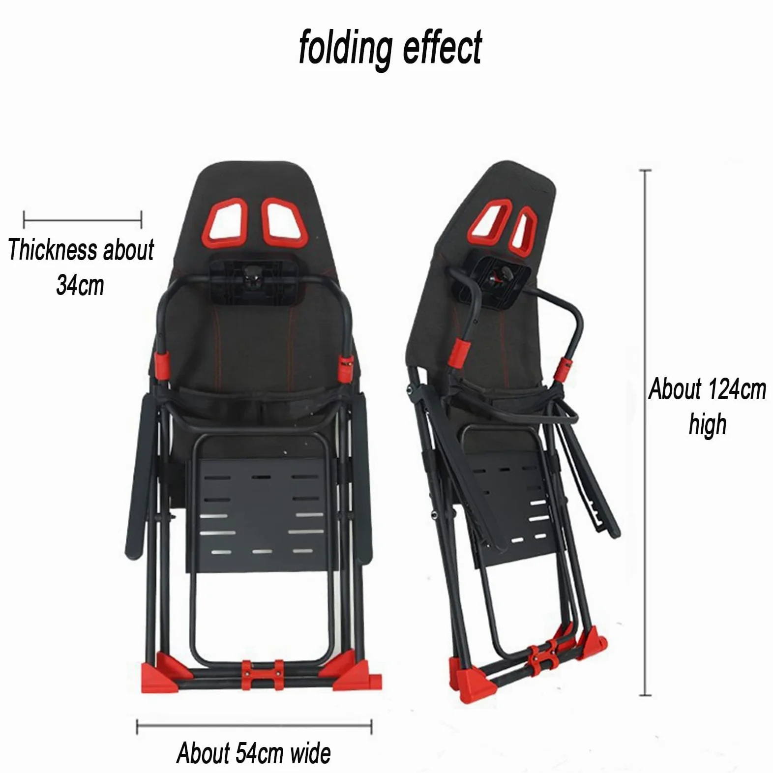 Cabina de simulador de carreras con soporte de rueda ajustable y asiento ergonómico, diseño plegable para consolas de juegos y PC