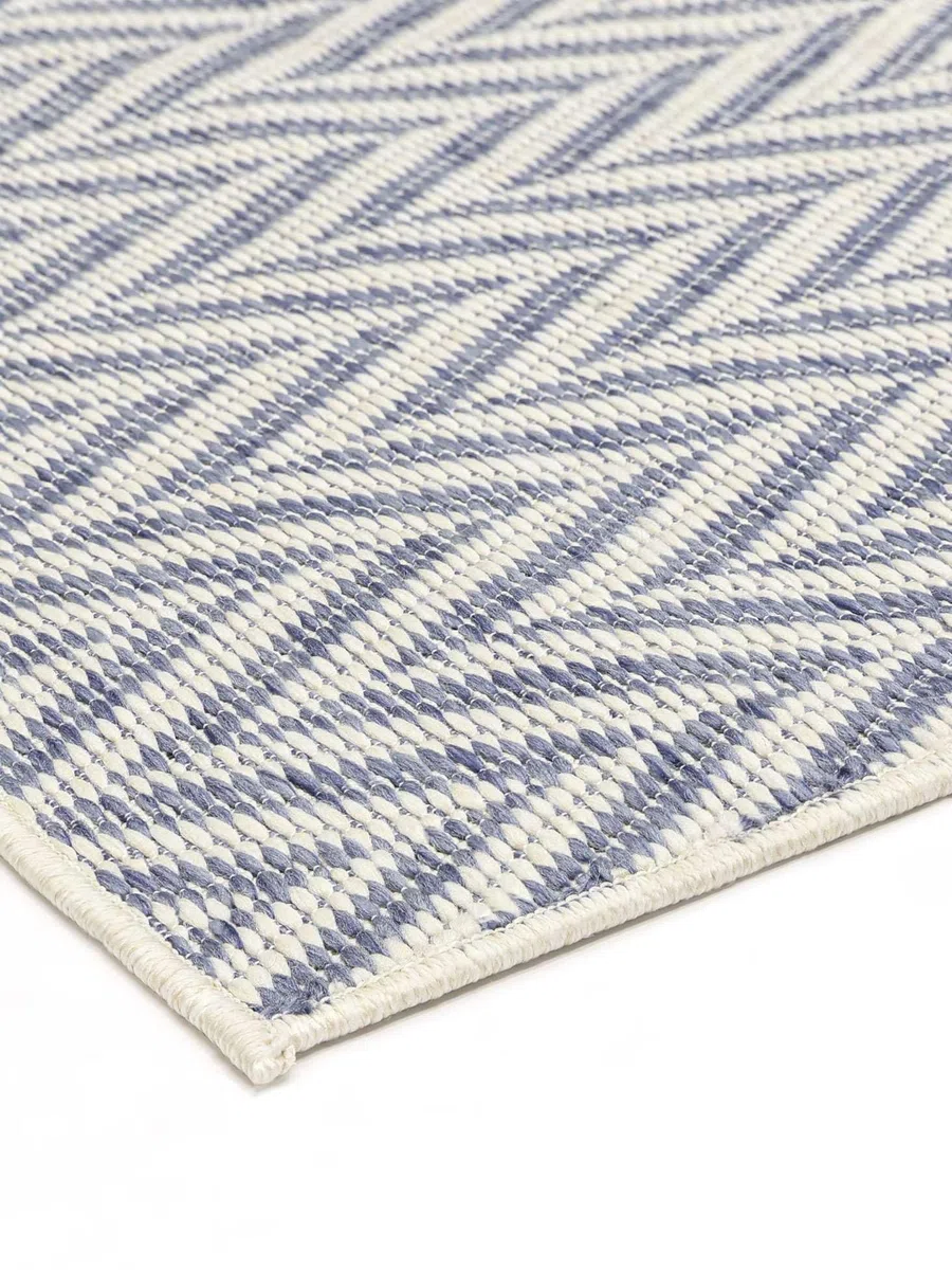 RugVista Amalfi Doormat Felpudo, 80 x 120 cm, Azul/Blanco | Modernas, Rectangular, Pelo corto, Lavado a mano, Oeko-Tex 100, Pasillo