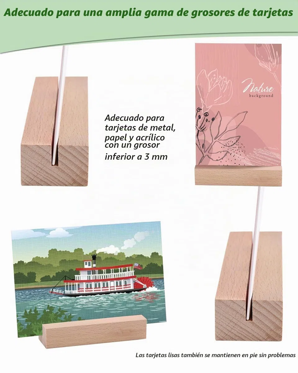 24 soportes de madera para tarjetas, tarjetas de mesa de boda con adhesivo de doble cara, soporte para fotos, soporte para tarjetas postales para restaurantes, bodas, banquetes y fiestas