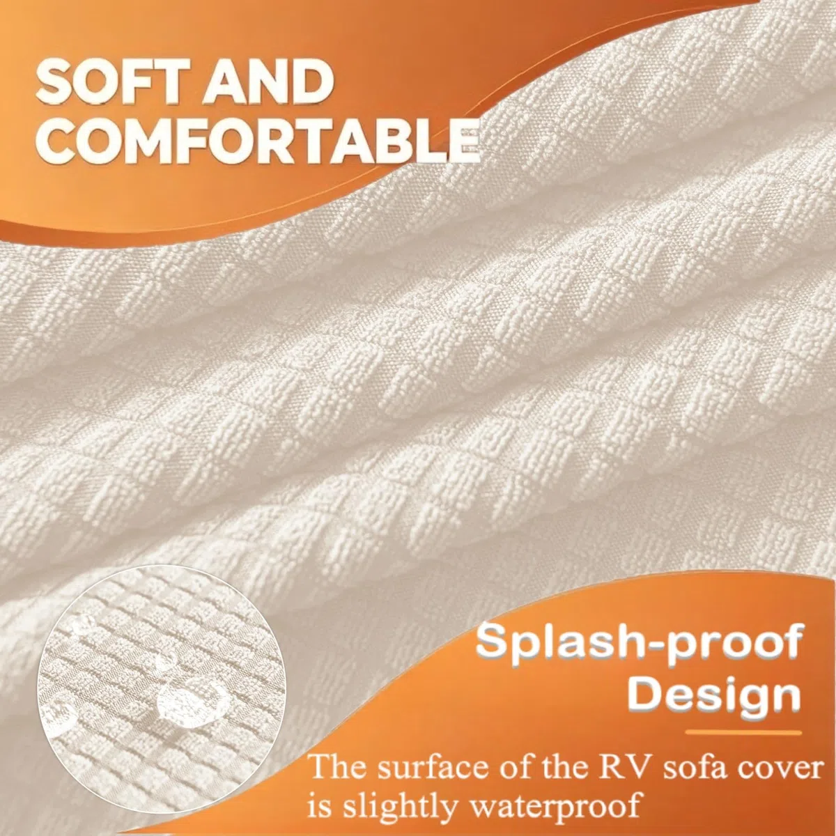 Funda De Sofá para Caravana, 2 Piezas (1 Juego) Elásticas Cubiertas Asiento Cojín Restaurantes RV Lavable Fundas Cojín Mesa Comedor para Autocaravana (Forma De Waffle, Beige)
