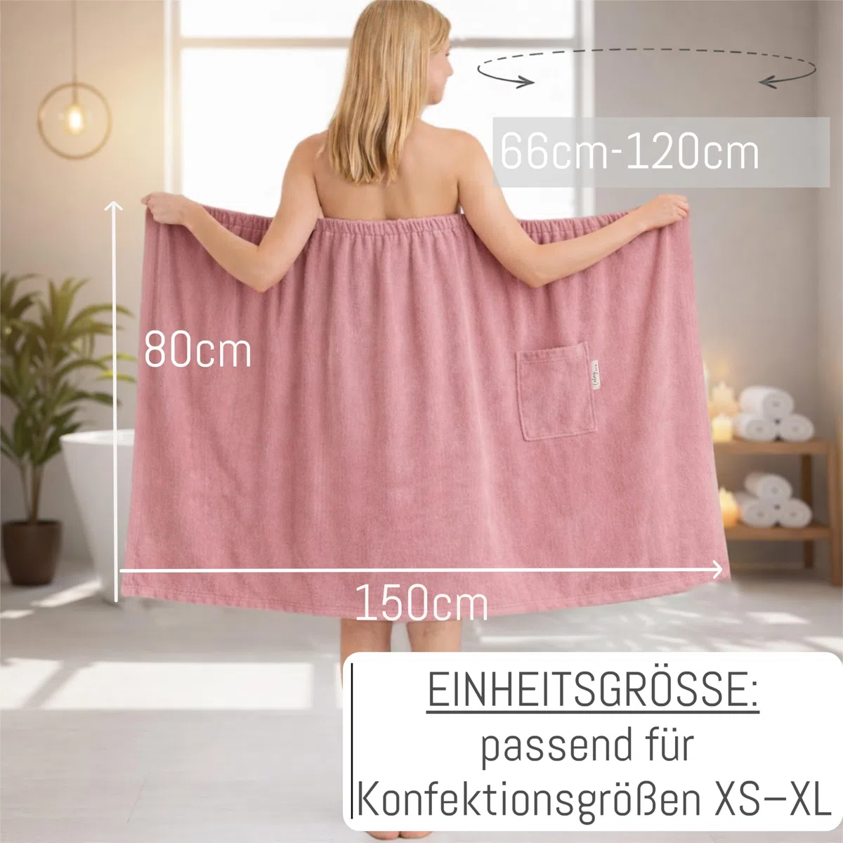 Toalla de Sauna Ligera de Rizo para Mujer, Toalla de Sauna de Algodón con Goma Elástica y Botón, Vestido de Sauna, Falda Escocesa