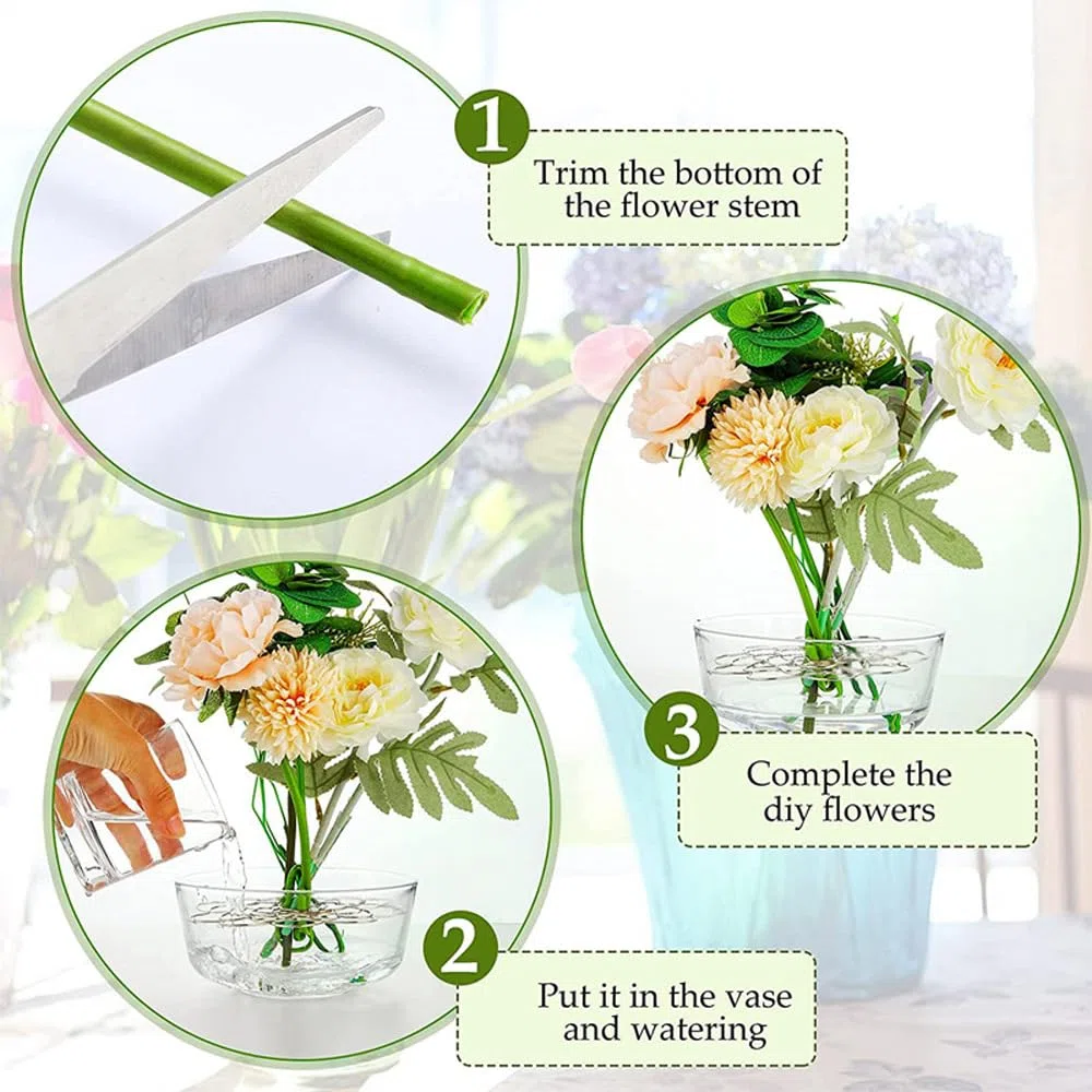 Genérico Auxiliaryn Stainless Steel Floral Grid Organizer, Plant Flowers Stem Grid Holder Insert, Reusable Flower Arrangement Holder, Flower Arranging Aid for Vases Bouquets (3Pcs-Gold - 4+5+6in)