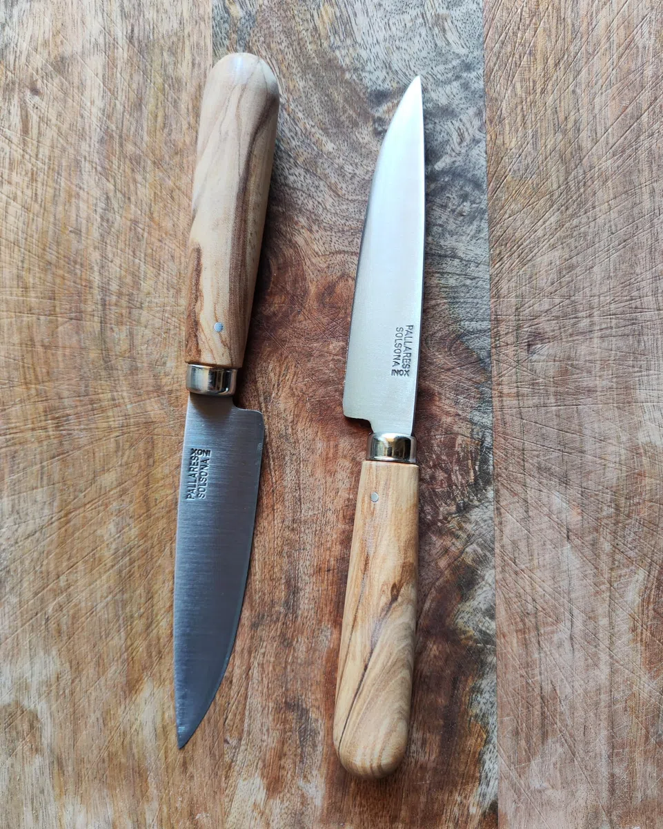 PALLARES Cuchillo Cocina Mango Redondo Madera de Olivo.Acero Inoxidable 10cm.