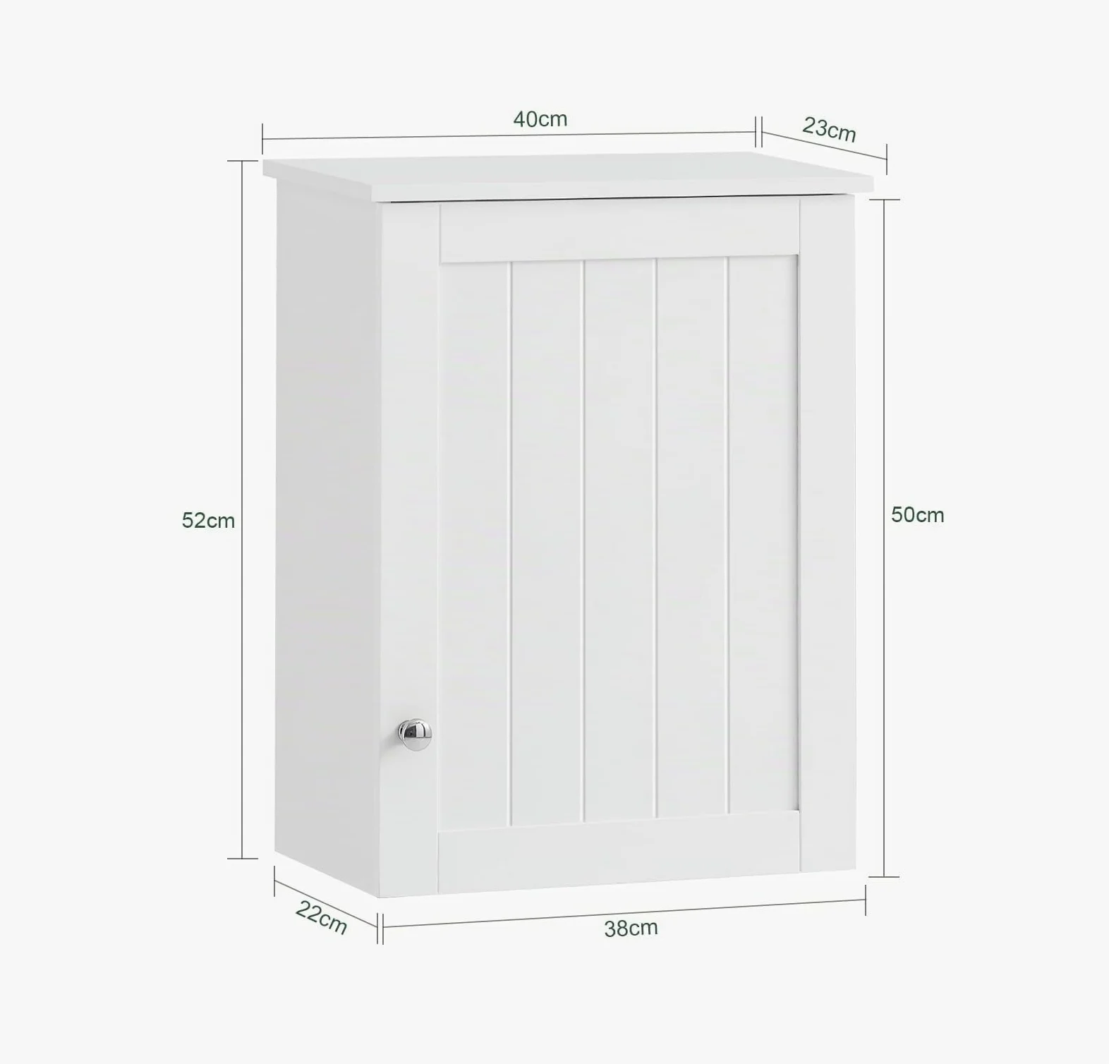 SoBuy Armario de Pared para Baño – Mueble de Baño Colgante con Puerta y Estantes Ajustables, Armario de Madera para Cocina, Pasillo – Vitrina Pared, Blanco, 40x52x23cm, BZR19-W