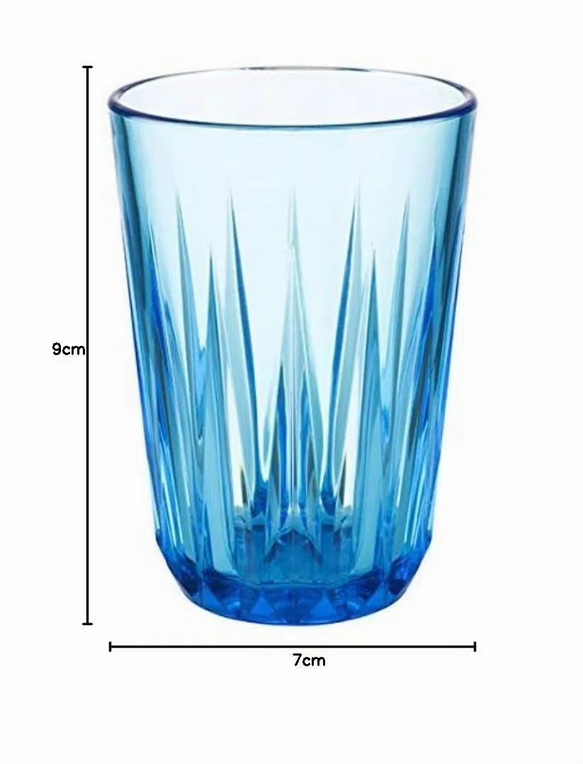 Juego de 6 Vasos de plástico Tritan, BPA, Aspecto de Cristal, Resistente a roturas, Reutilizables y Aptos para lavavajillas, Color Azul, 0,15 Liter