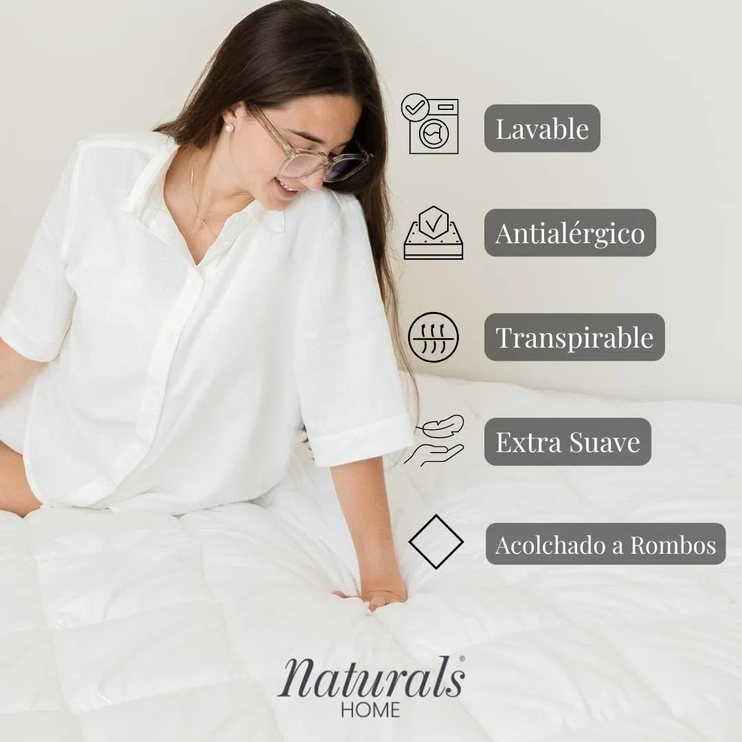 NATURALS - Relleno Nórdico Microfibra 300 Gramos - Edredón Nórdico Cama 90 (150x220 cm) - Acolchado a Rombos Tacto Pluma - Ligero, Antialérgico, Transpirable y Extrasuave