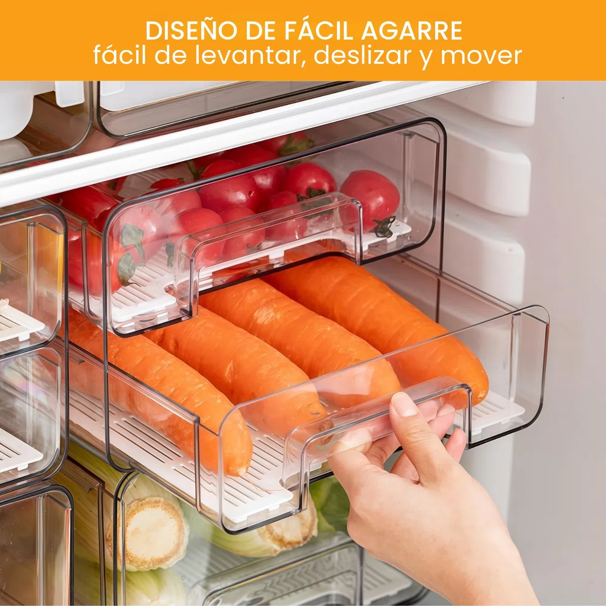 1 PIEZA Cajones organizadores de nevera apilables - Cajas organizadoras de nevera de doble capa para despensa, congelador y armario de cocina