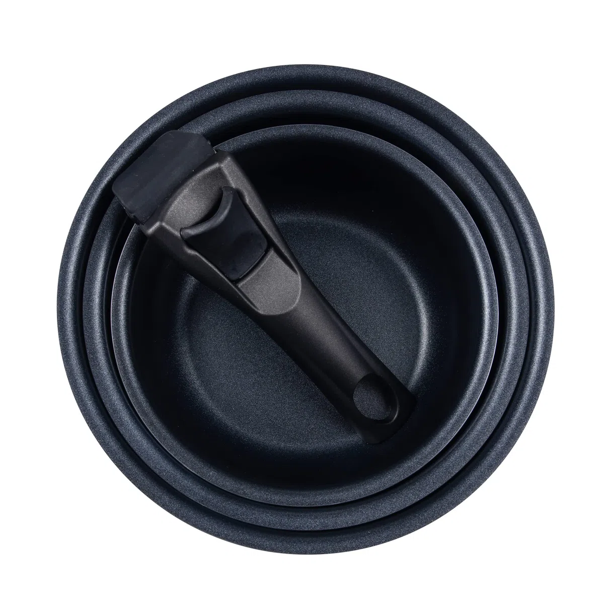 Bergner Black Edition Juego de 3 Cazos de Cocina de 16, 18 y 20 cm + Mango Ergonómico ExtraíbleAluminio Prensado y Antiadherente Todo Tipo de Cocinas y Horno, 16 cm | 18 cm | 20 cm