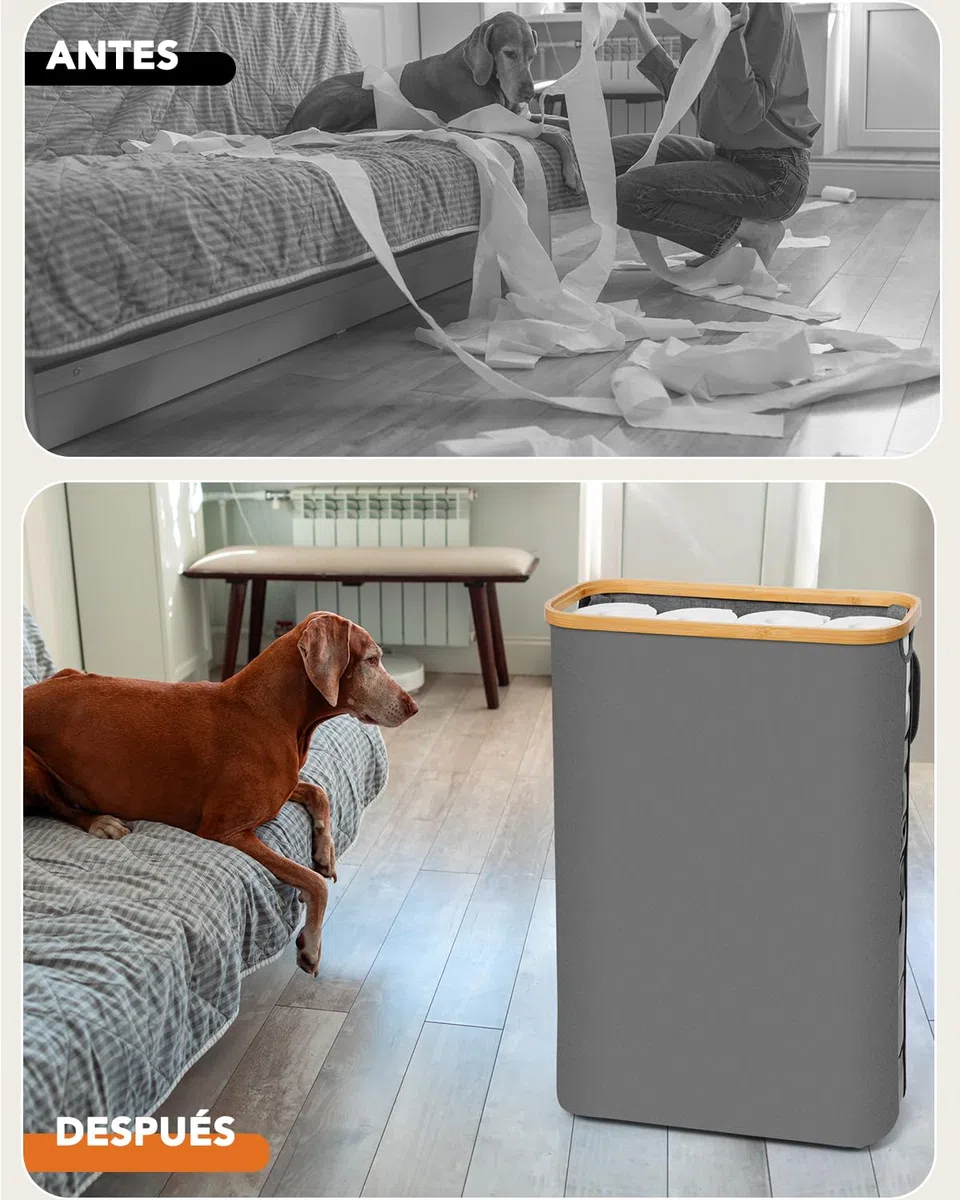 SOUTHGATE 50L Grande Cesta de Almacenamiento de Papel Higiénico con Tapa de Bambú, Capaz Para 16-24 Rollos de Papel, Almacenamiento de Rollos de Visibilidad, con Patas, Organizador de BañO con Asa