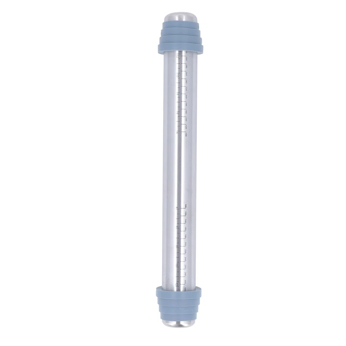 Rodillo de acero inoxidable de alta calidad con 4 anillos guía de silicona, rodillo de masa antideslizante antiadherente para hornear pasteles, galletas, pasteles y pizzas, 42 x 5,5 cm, esencial para