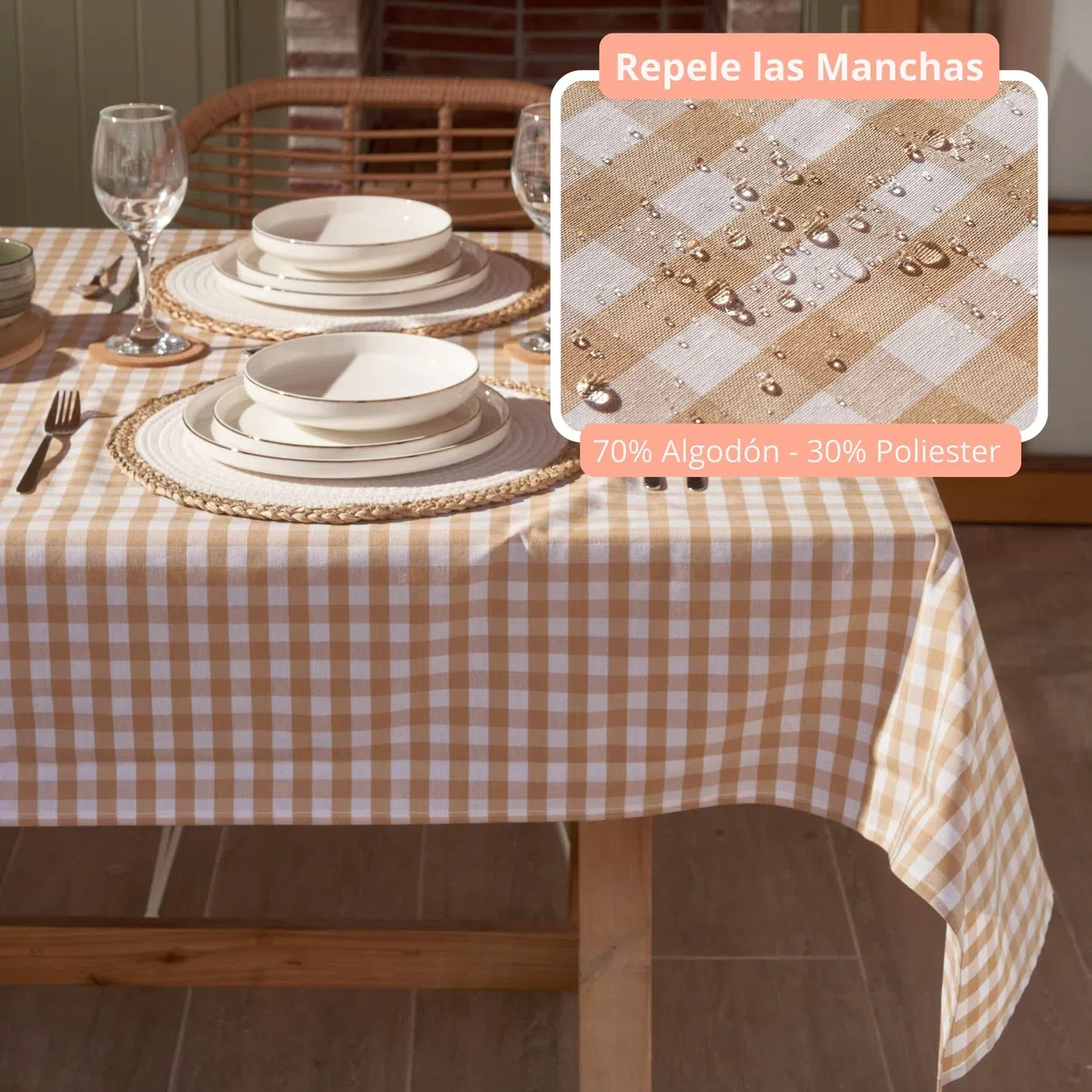 Jarapa Home Mantel Antimanchas Hule Mesa Rectangular Repele Líquidos y Manchas. Tela Resinada Suave de Algodón - Mantel Rectangular