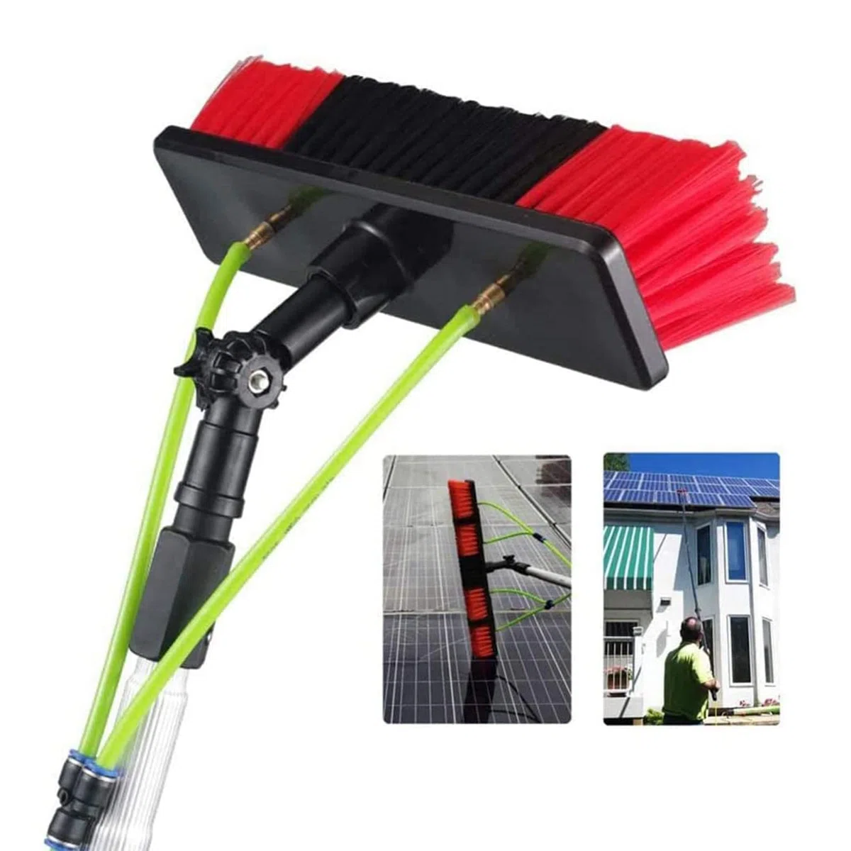 Kit de barra de limpieza de ventanas, cepillo de alimentación de manguera de 6 m para paneles solares y cabezal de limpieza de 50 cm, perfecto para una limpieza exterior sin esfuerzo, llega fácilmente