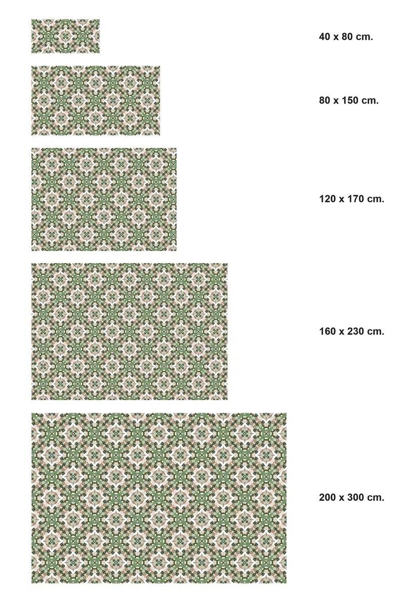 Panorama Alfombra Vinílica Cocina Baño - Modelo Azulejo Oriental Verde 60x110 cm - Varios tamaños - Decoración Hogar