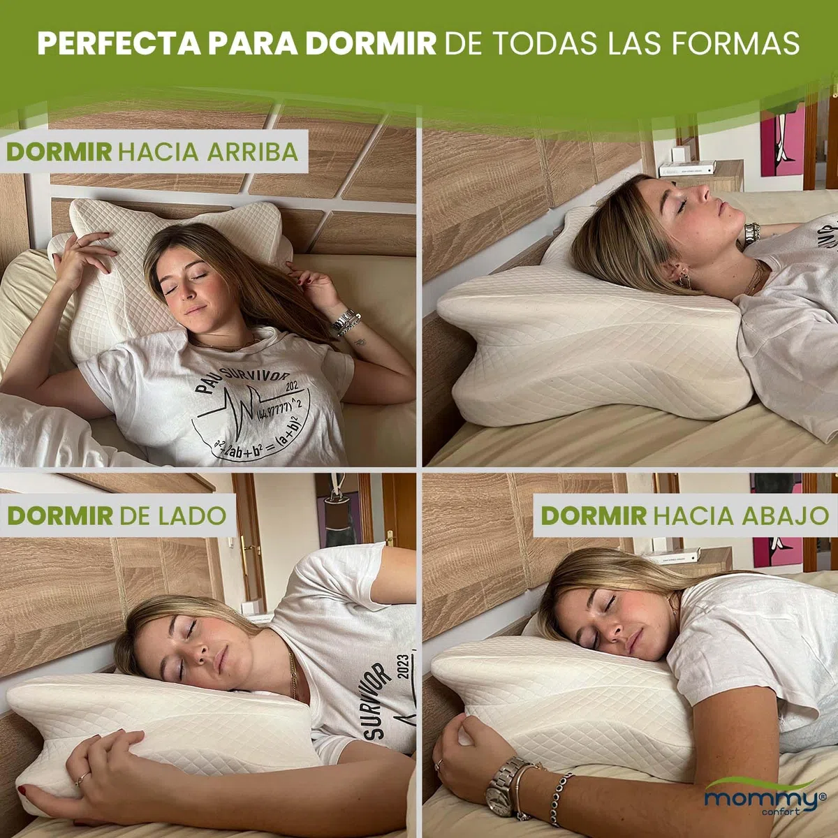 Almohada Cervical Viscoelástica Ergonómica 60x35 Firme Antironquidos Soporte Cuello y Hombros Lavable Transpirable Dormir Mejor Dolor Cervical Mariposa Oeko Tex Salud y Descanso