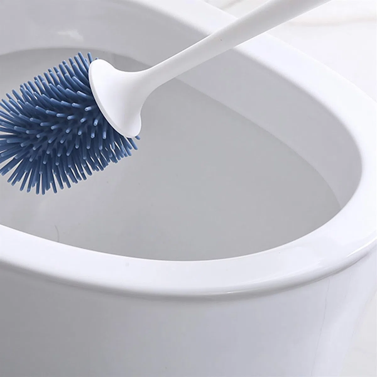 Escobillas de baño, Se puede montar en la pared o el suelo. Cabezal de cepillo suave mango largo. Juego inodoro for baño limpieza integral(Blue)