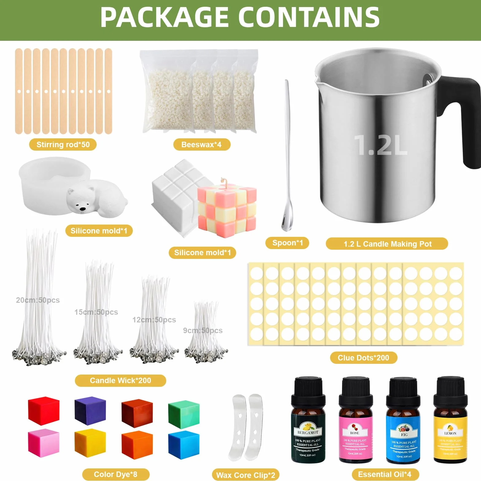 SAMISO Kit de Fabricación de Velas Perfumadas,Kit de Fabricación para Velas,1 Olla para Derretir Cera para Velas,Kit Completo de Fabricación de Velas para Adultos y Principiantes