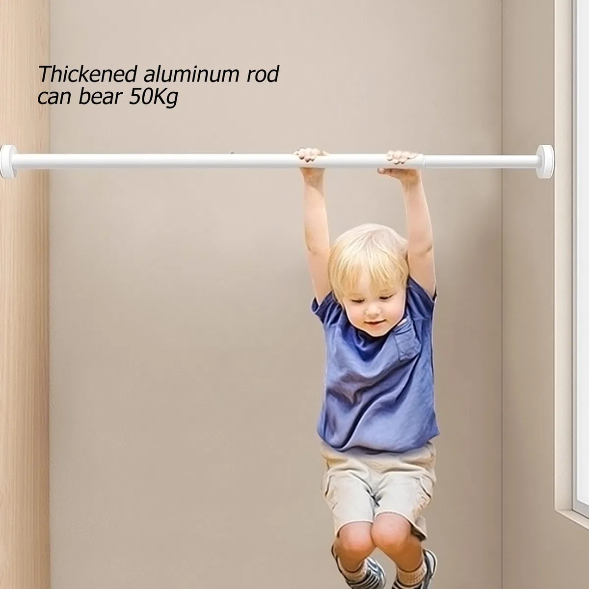 Adjuble - Barra de ducha sin taladrar, resistente al óxido, diámetro de 28 mm, diseño antideslizante para baño, sala de estar, dormitorio (negro, 120-220 cm)