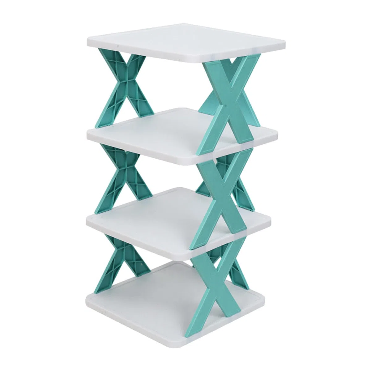 Gralara Zapatero Plegable, Soporte para Zapatos de Varios Niveles, Estante Ligero para Zapatos, Organizador de Almacenamiento de Zapatos para Garaje, Dormitor, Azul 4Capas 50cm, Individual