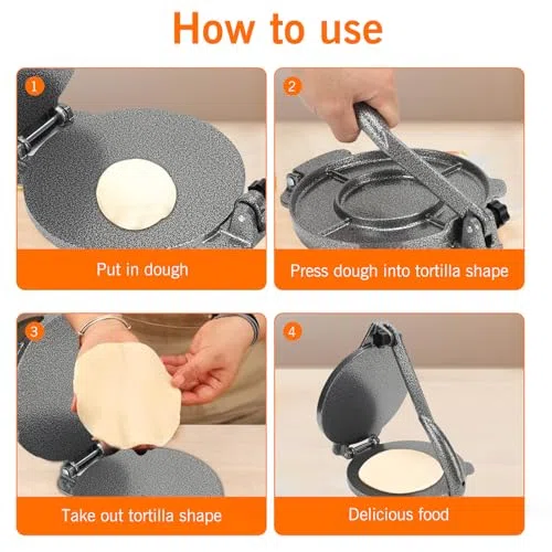 Prensa para Tortillas Manual de Aluminio, Herramienta de Cocina, para Masa de Maíz, Fácil Prensado y Desmoldado