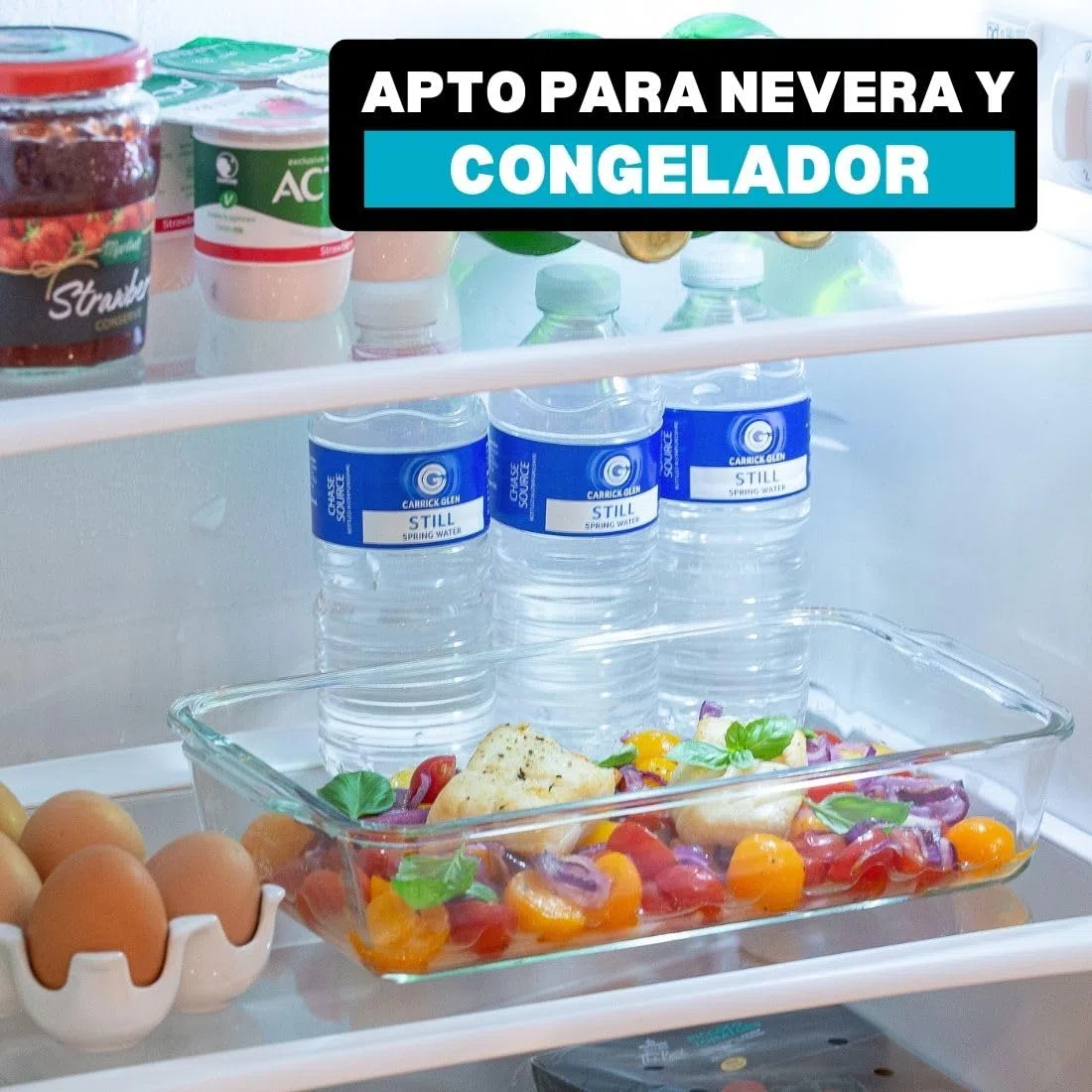 Igluu Meal Prep Fuente de Cristal para Lasagna con Tapa – Hermética Sin BPA – Aptos para Horno, Microondas, Congelador y Lavavajillas – 2.2L – Vidrio de Borosilicato