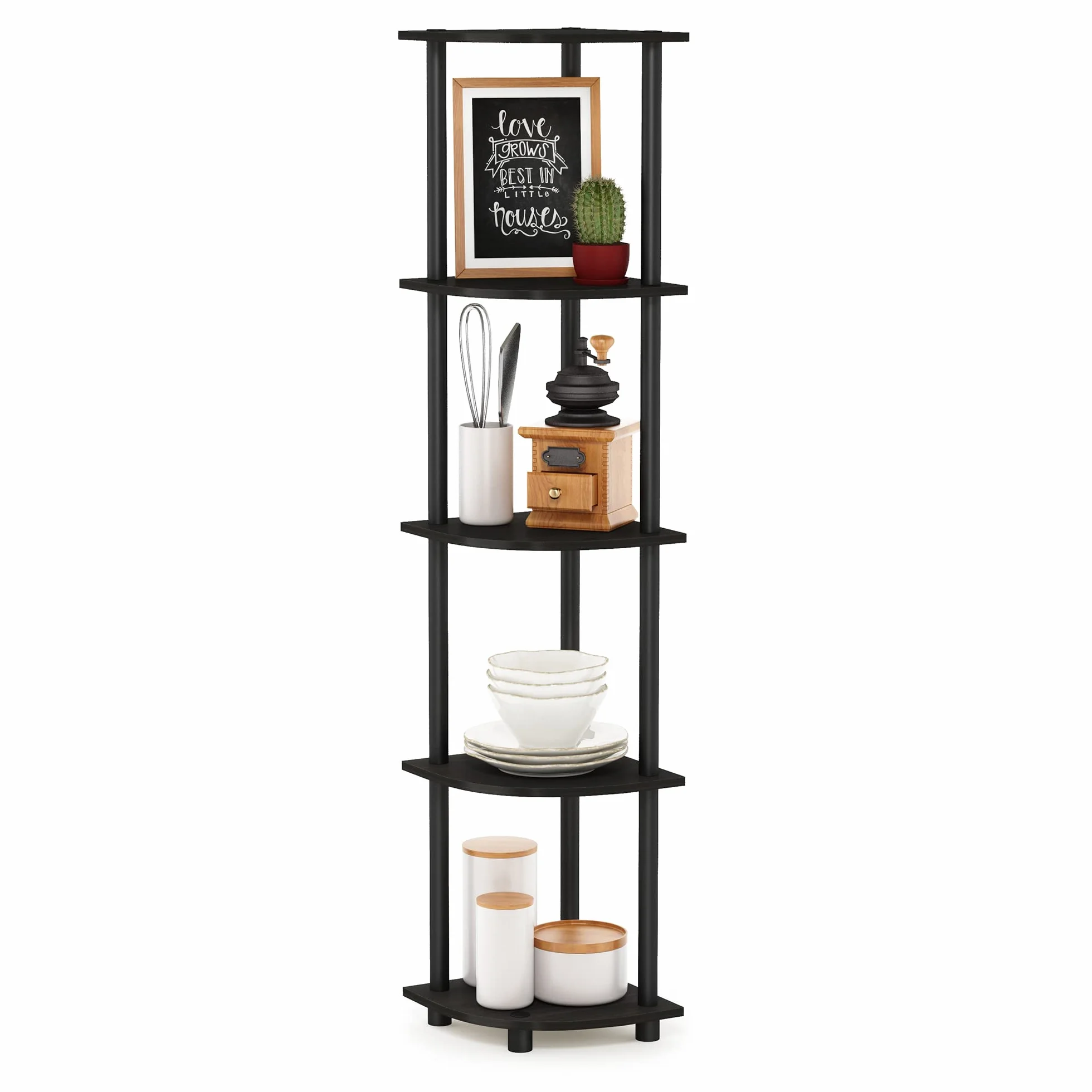 Furinno Estantes sin herramientas Espresso/Negro 5 niveles