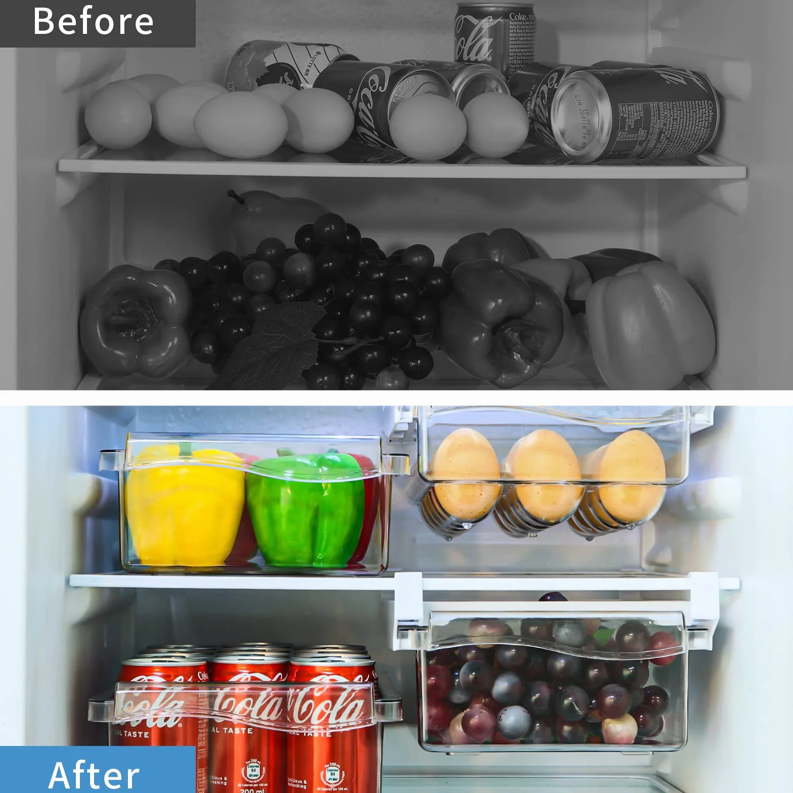 Organizador De Cajones para Nevera, Diseño único Extraíble Y Extensible, Estante y Contenedor De Frutas Y Verduras.(2 Pack)
