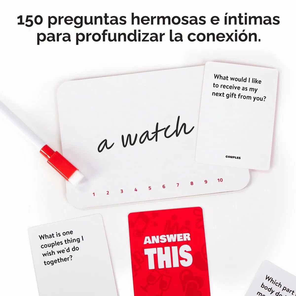 Answer This - Couples - ¿Cuánto Conoces a Tu Pareja? - Juego de Cartas de Relación y Conversación para Noche Romántica o Fiesta - Ideal para Aniversario y Regalo de San Valentín en Inglés