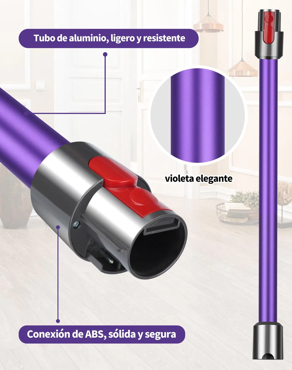LAOYE Tubo de Extensión de Repuesto para Dyson V7 V8 V10 V11 V15 - Tubo Telescópico Rígido con Liberación Rápida para Aspiradora Dyson - 72 cm