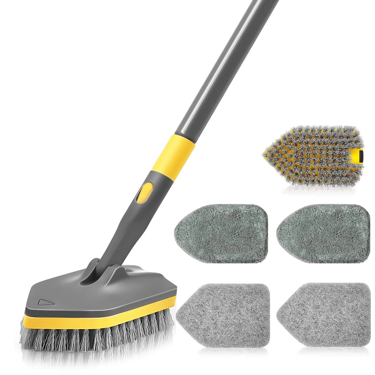 Cepillo Limpieza Ducha con Mango Largo 142CM, Cepillo 3 en 1 Extensible para Azulejos y Paredes. Incluye Estropajo con Mango y Cabezal Intercambiable.