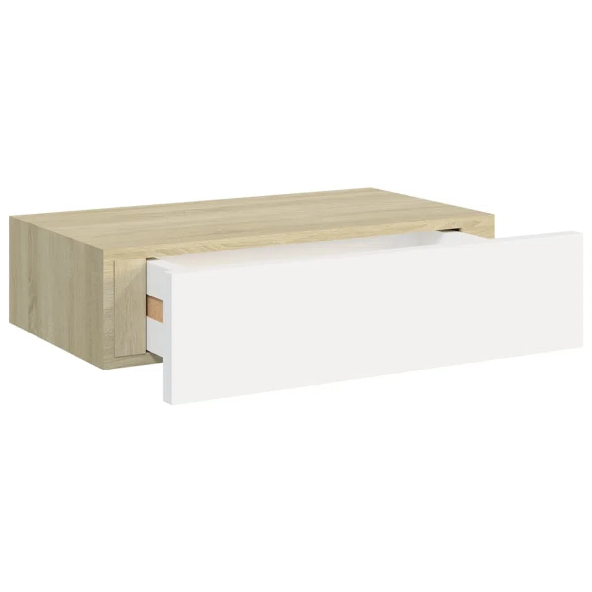 Gecheer 2 uds Estantes de Pared con cajón,Estanteria Pared,Baldas flotantes,Mesilla de Noche,Estantes de Pared, Armario Suspendido,Estanteria para Trasteros, MDF Roble y Blanco 40x23,5x10cm