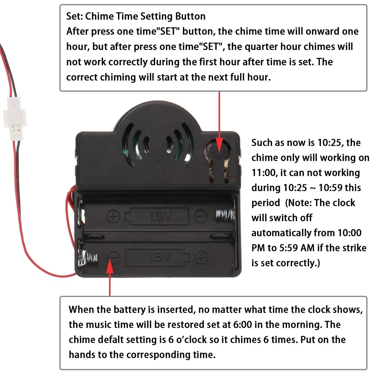 HICARER Péndulo de Cuarzo Trigger Clock Movement Chime Caja de música Completer Pendel Clock Kit con 3 Pares de Picas, fantasía, manecillas Rectas