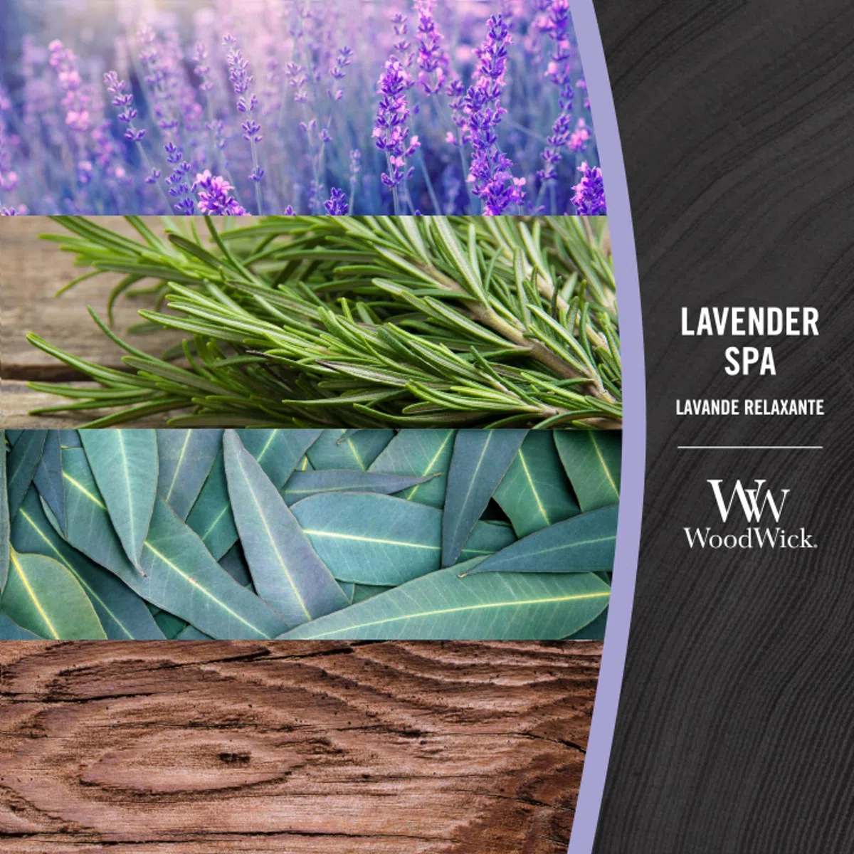 WoodWick Vela perfumada con mecha crepitante | Vela Mediana Lavender Spa | Hasta 20 horas de tiempo de combustión | Regalo ideal para mujer