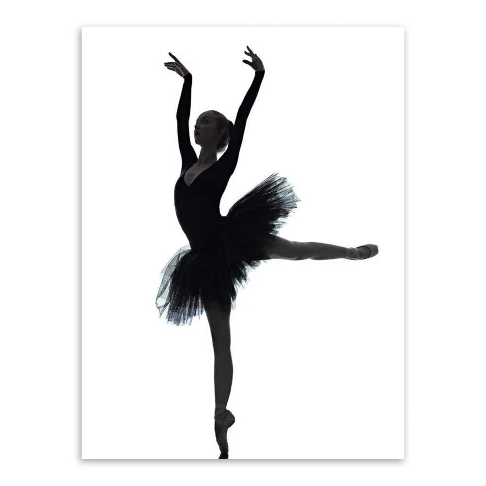 Impresión De La Lona，Moderna Silueta De Bailarina De Ballet En Blanco Y Negro Chica De Belleza Arte Fotográfico Imprimir Poster Imagen De Pared Pintura En Tela, Bailarina, La Decoración Del Hoga