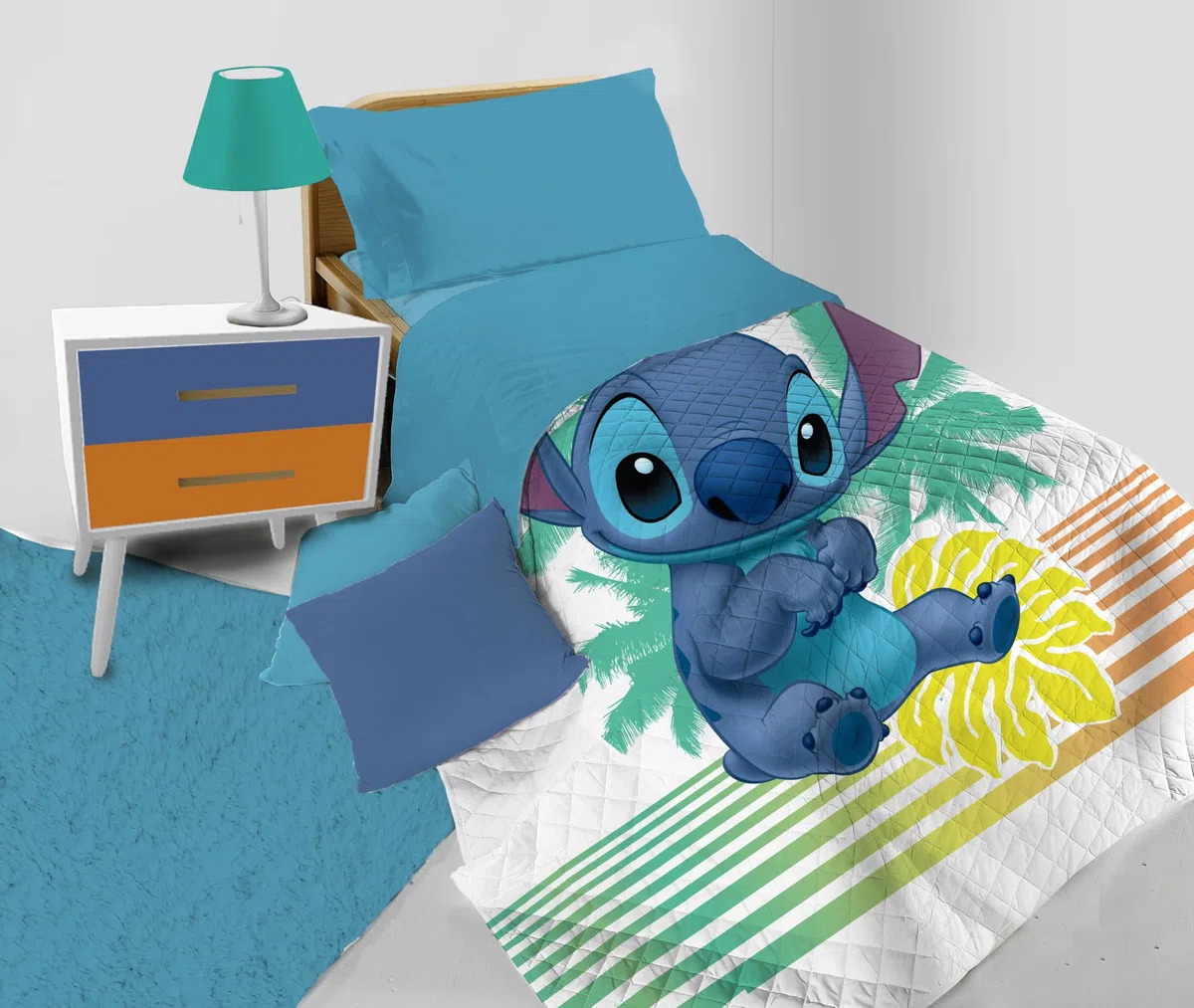 hermet Stitch - Colcha para Cama Individual de Primavera para niños, Colcha primaveral para Cama Individual, Colcha de Entretiempo Acolchada, 100% Microfibra, Producto Oficial