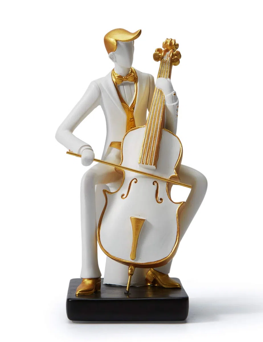 HAUCOZE Adorno Musical Estatua de Músico Escultura Violonchelo Figura Modern Decoración Arte Hogar Regalo para Familiares Amigos Amantes 22cm
