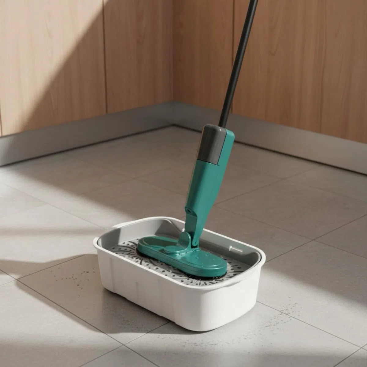 Milageto Mopa Eléctrica para Suelo con Cabezal Giratorio Limpiador Pulverizadora con Rocío de Agua para Polvo y Manchas Leves USB Recargable y sin Cable, Verde