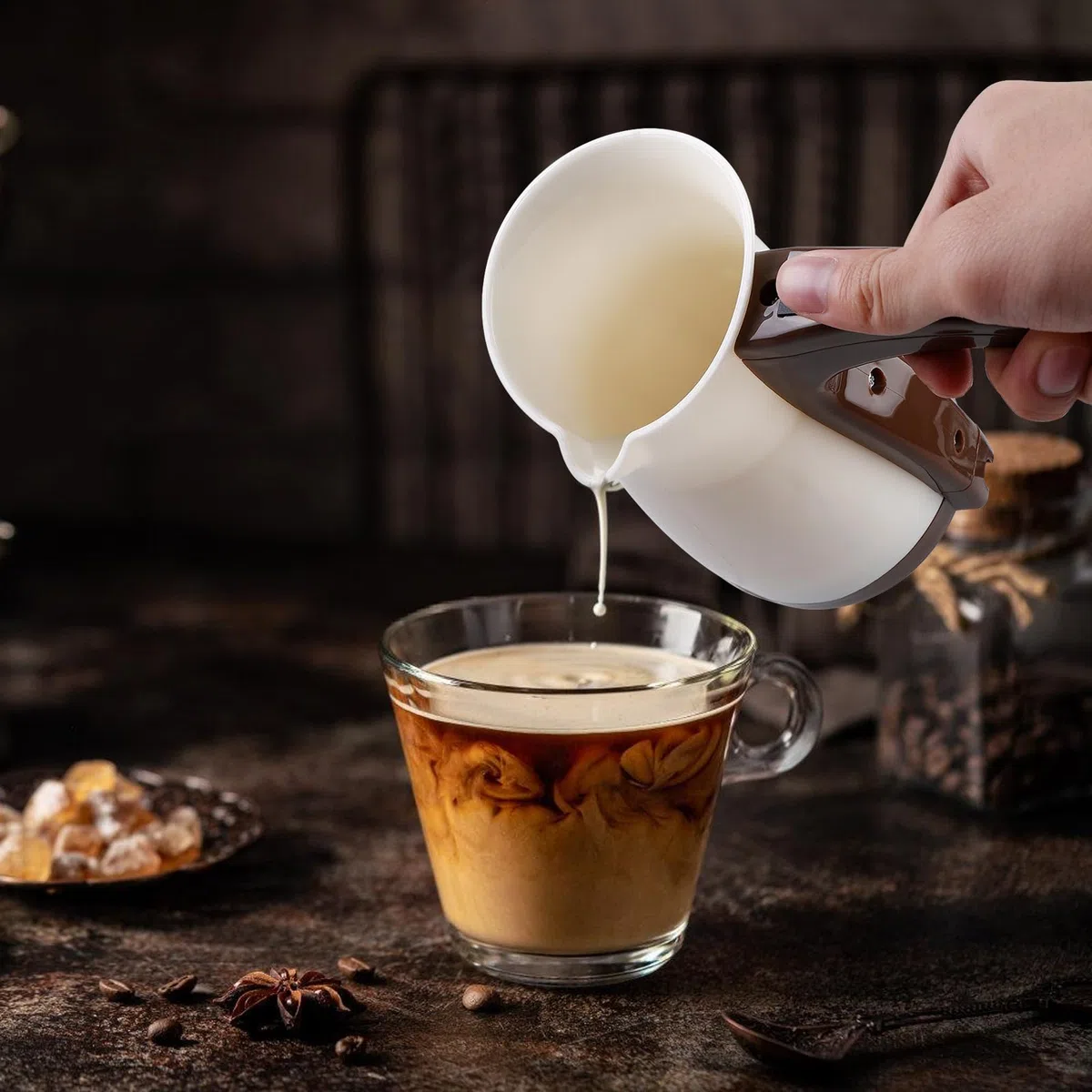 BORDEAG Cafetera Turca 500 ml, Turkish Coffee Pot Electric, Cezve Cafetera Turca de Acero Inoxidable para Hogar Oficina y Viajes