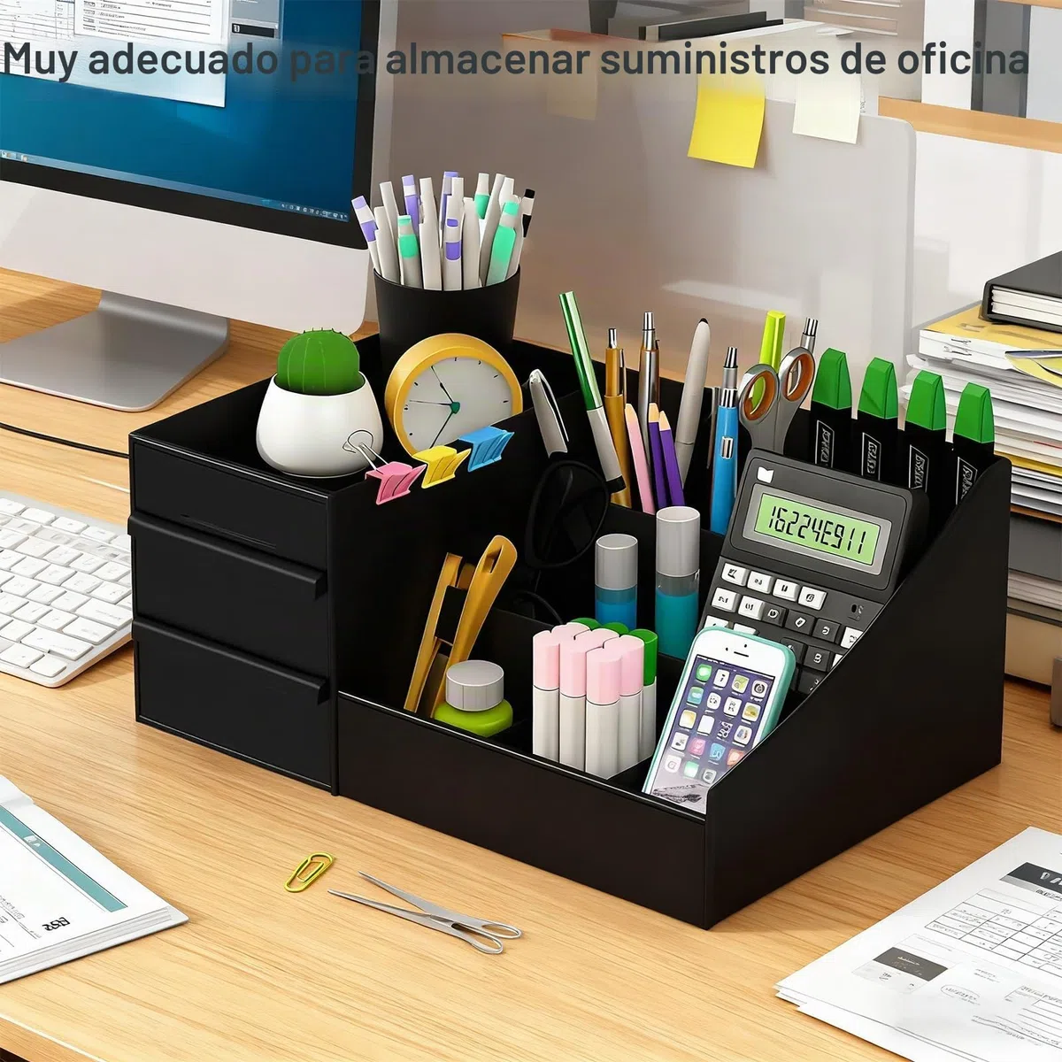 Organizador para Hombre, Caja Organizadora Maquillaje para Baño, Perfume, Almacenaje de Cosmeticos, Skincare Regalos para Hombres (Negro)