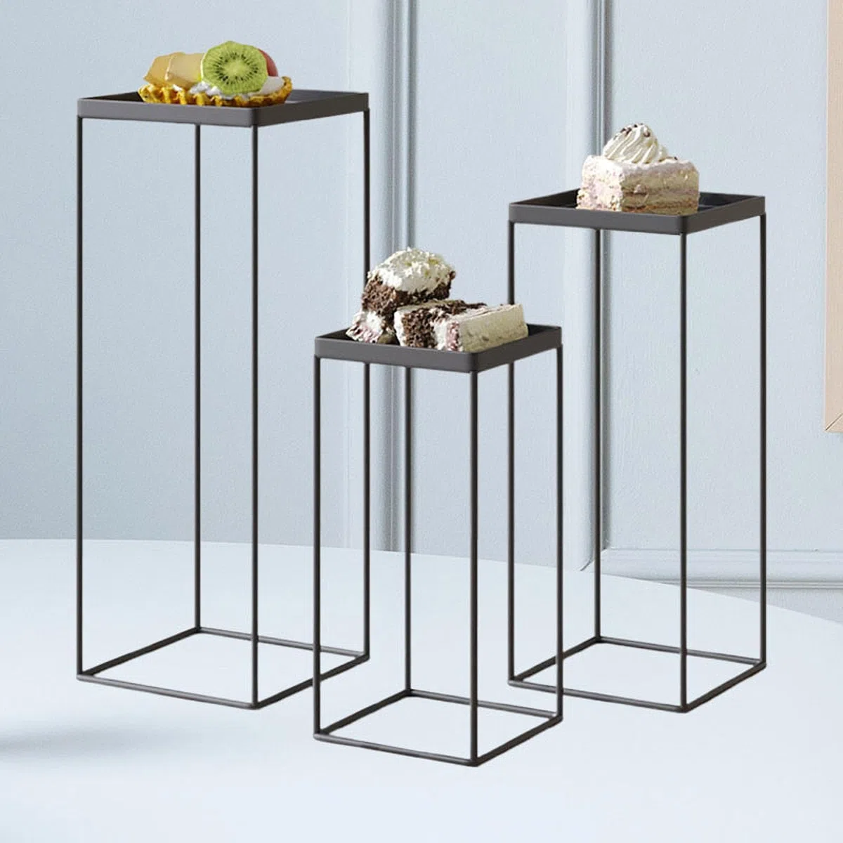 3 Soportes para Cupcakes, Bandeja para Servir Cupcakes, Expositor de Postres de Metal, Elevador de Cupcakes para Mesa, Cocina, Boda, Hogar, Cumpleaños, Negro, Individual