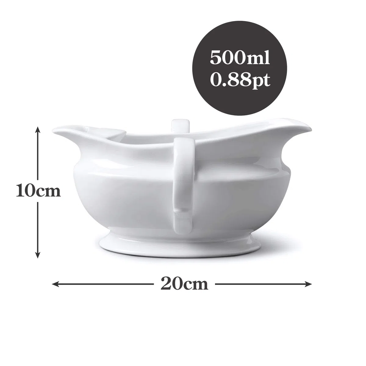 Separador de grasa tradicional de porcelana con dos asas, Wm Bartleet & Sons, blanco (500 ml)