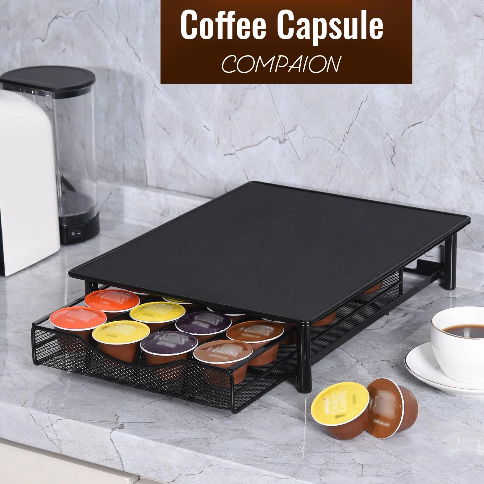 Soportes para Cápsulas de Café,Dispensador de Cápsulas Compatible con Dolce Gusto,Cajón de Metal para almacenar cápsulas Dolce Gusto capacidad para 24 cápsulas.