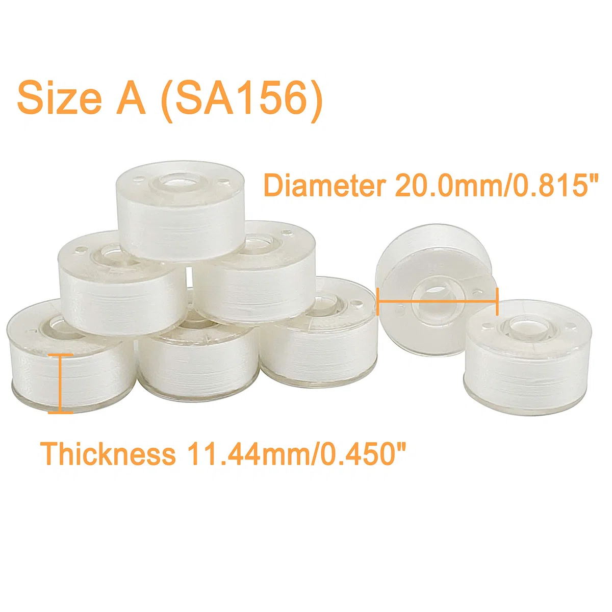 New brothread 144pcs Blanco 70D/2 (60WT) hilo de la bobina Plastica Size A (SA156) para maquina de bordar y coser Hilo de coser hilo de poliéster