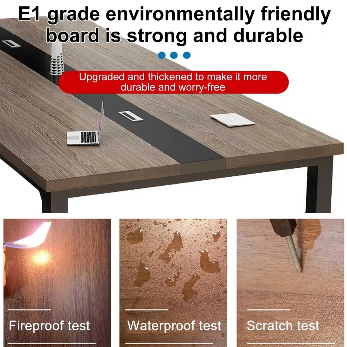 Mesa de conferencias de oficina para reuniones y seminarios. Materiales de diseño moderno, ideal para espacios de trabajo colaborativos, entornos empresariales y reuniones profesionales