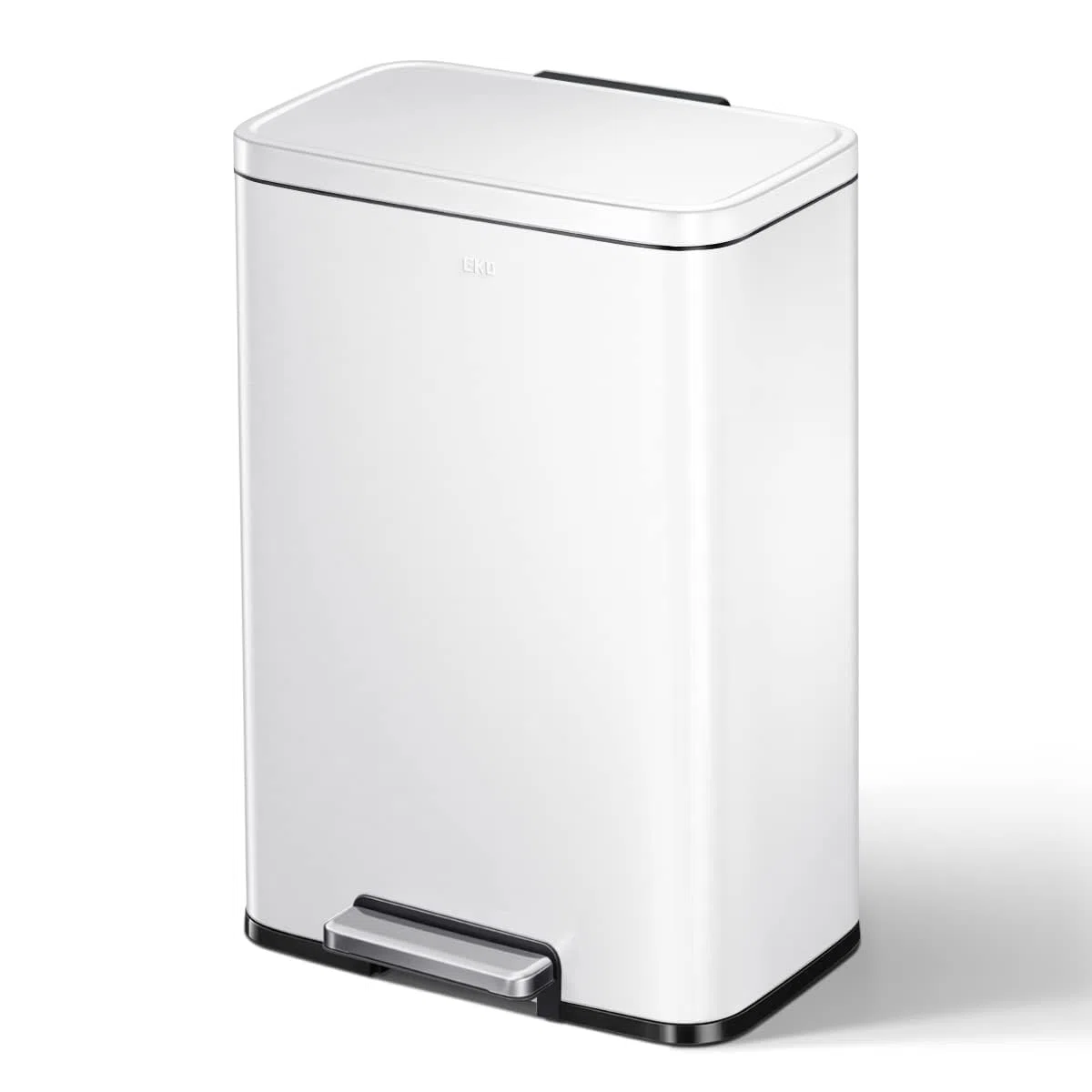 EKO Madison Cubo de Basura para Cocina 50 L con Pedal Blanco Mate | Cubo EKO Madison de 50 L en color blanco, con pedal, cierre suave, función stay-open y anillo estabilizador de bolsas.