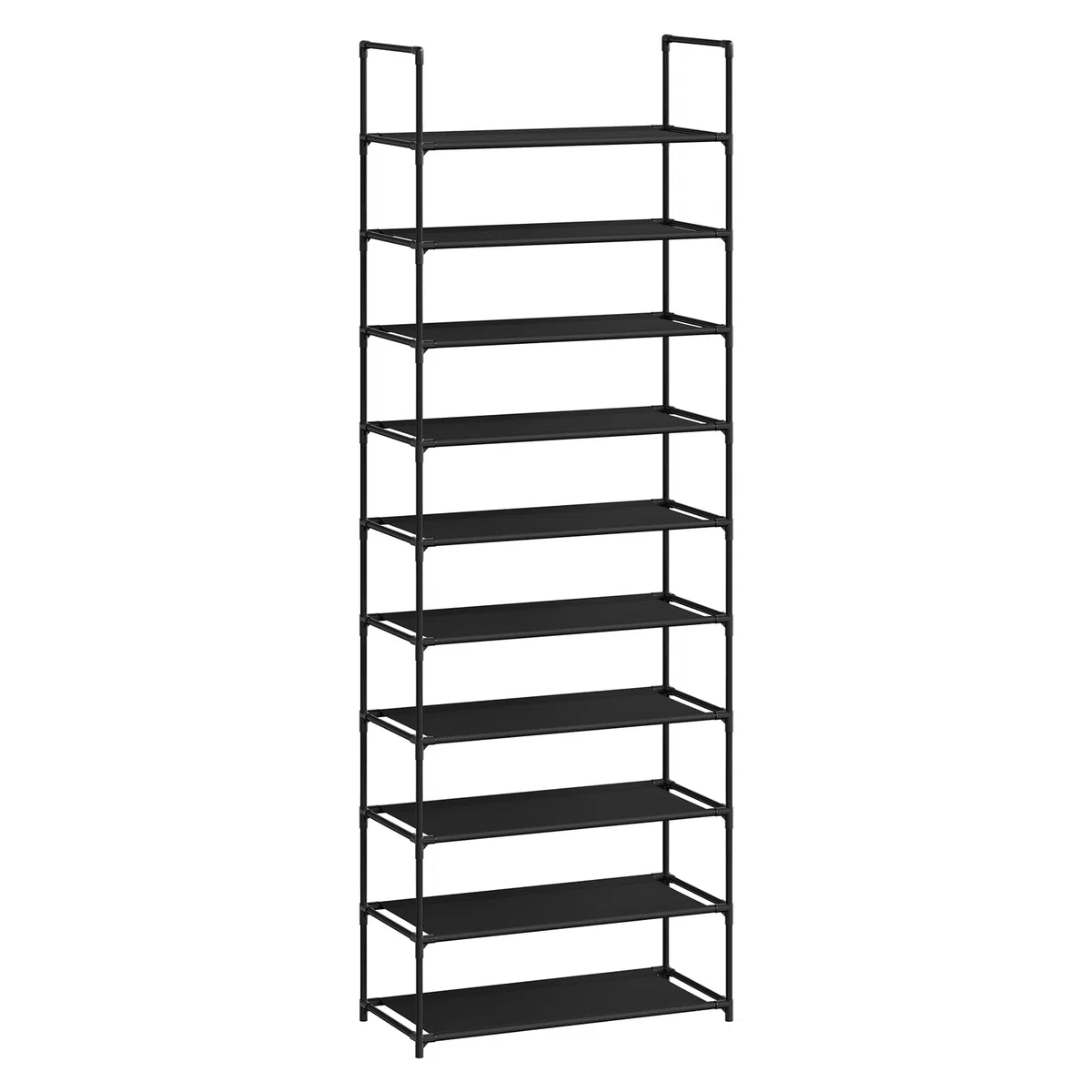 WOLTU Estantería de Zapatos, Zapatero de 10 Niveles, Organizador de Zapatos para Pasillo, Salon y Pasillo, Estantes de Metal, Estantes Estrechos y Extraíbles, 61x28x174 cm, Negro
