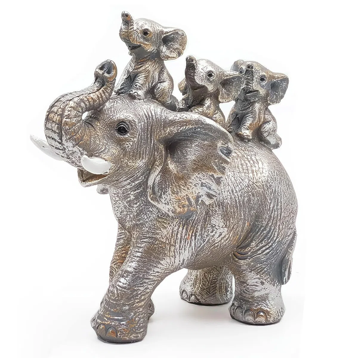Elefantes Decoracion Figuras, Elefante de la Suerte, Figuras Decorativas Modernas Salon, Estatua Elefante Resina Cariñosas para Salón, Escritorio, Oficina - Plata