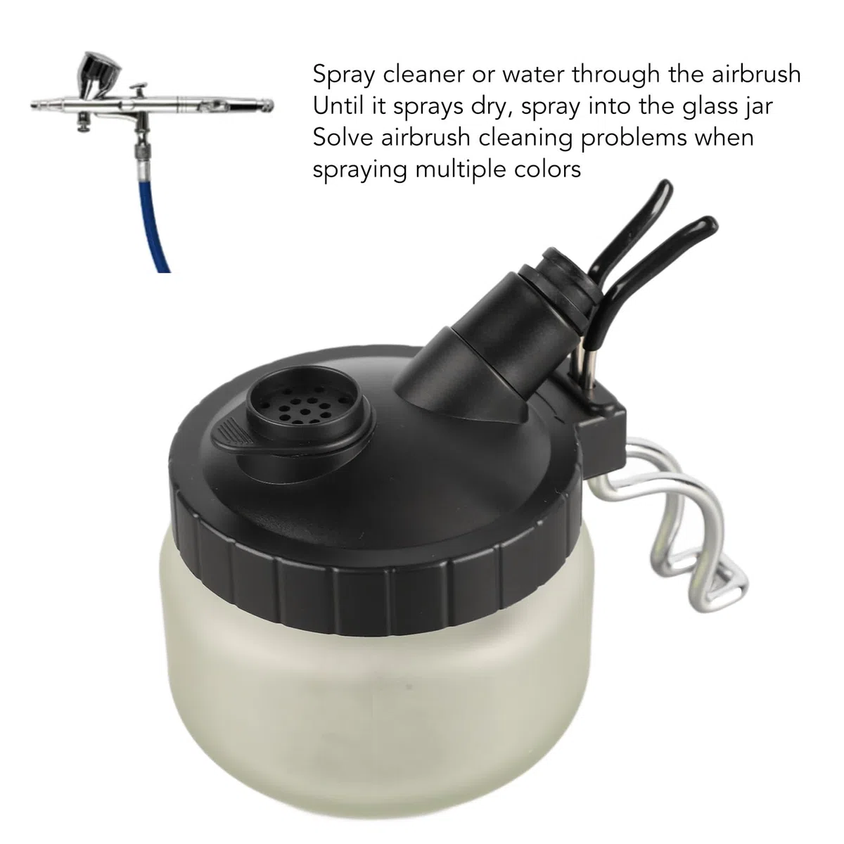 Recipiente universal de vidrio para limpieza de aerógrafo con soporte para bolígrafo espray de uñas