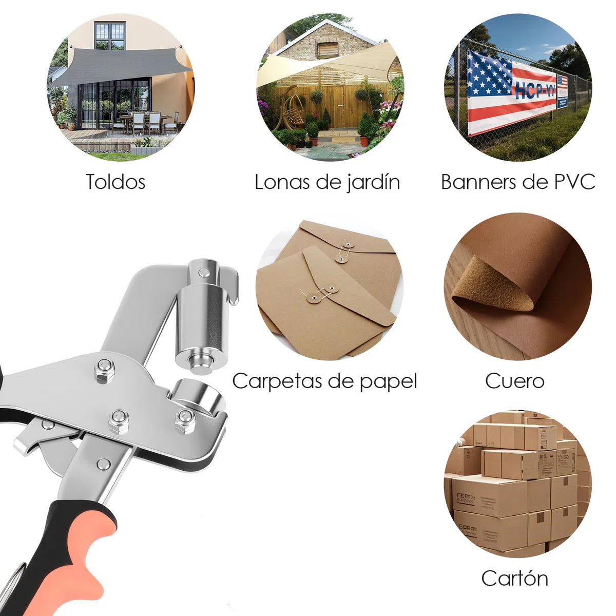 Remachadora Ojales Profesional Con Palanca Y Función Magnética, Herramienta Para Lonas Con 500 Ojales Incluidos, Ideal Para Cartón, Manualidades Y Tela, Remachadora Para Tela