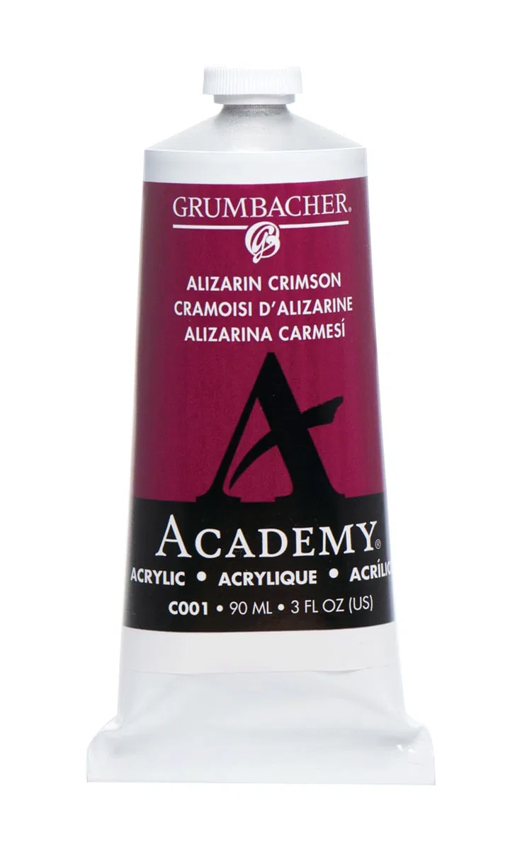 Grumbacher Academy Pintura acrílica, 90ml/3 oz tubo de metal, Alizarin Crimson