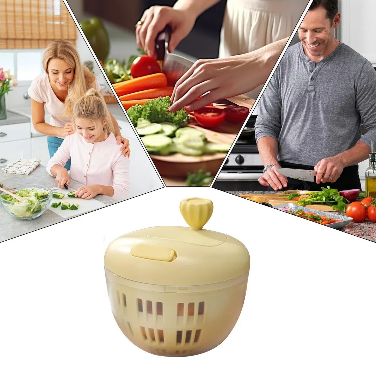 Spinner de verduras – Mini centrifugador de ensalada de 800 ml con base de silicona antideslizante, de frutas compacta y cuenco colador, secadora de lechuga portátil para una preparación